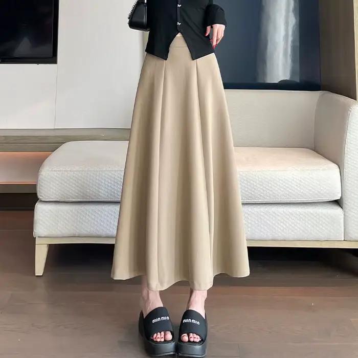 2025 printemps été nouveau blanc taille haute bureau une ligne longue jupe évasée pour les femmes élégant décontracté Y2k Streetwear vintage jupes