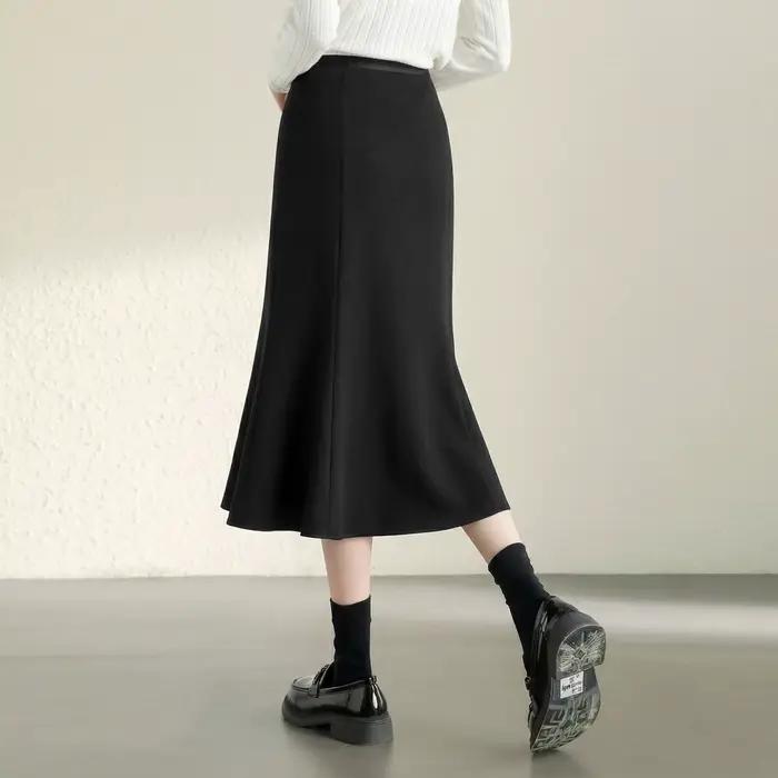 Jupe Sirène Sentubila en tricot doublée polaire, pour femme, élégante silhouette sirène, douceur et chaleur hivernale, idéale pour les soirées et les journées confortables