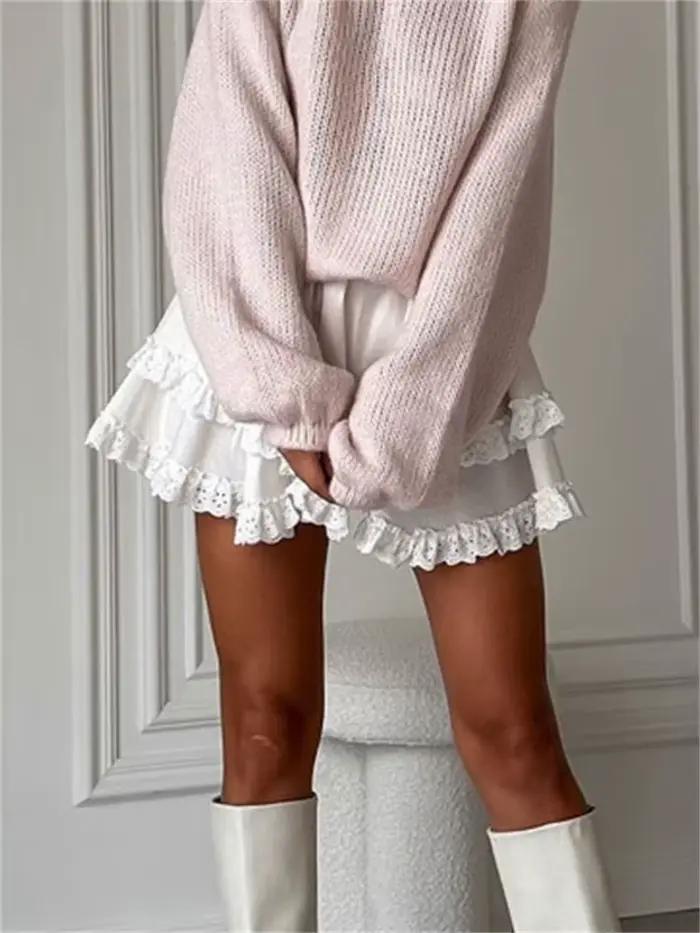 Tossy blanc dentelle à volants Mini jupe pour femmes taille haute Patchwork mode mignon Sexy Y2k