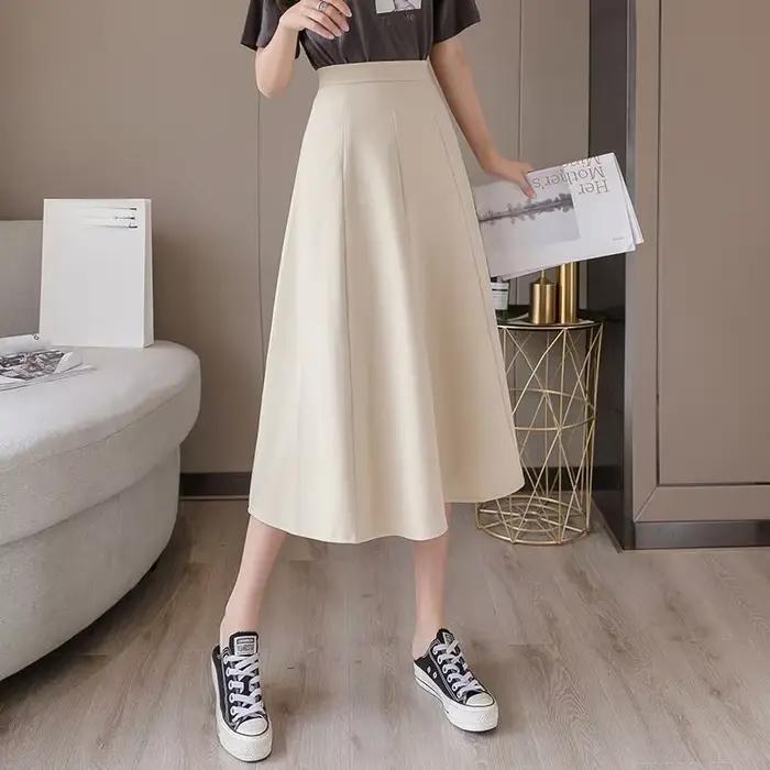 Vêtements une ligne vert femmes jupe bureau Midi jupes formelles