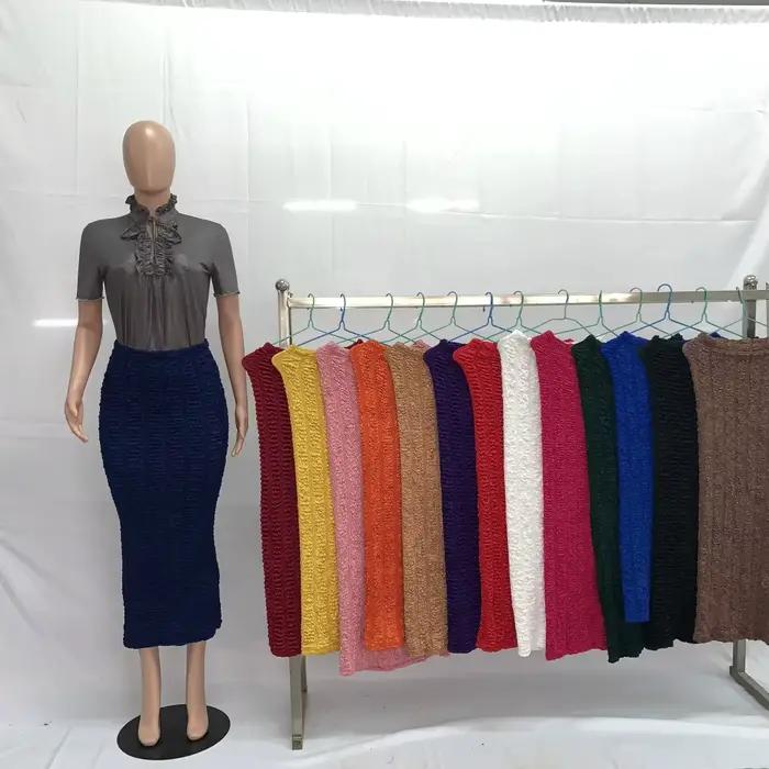 Jupe Crayon Longue en Maille Polyester Élasthanne Taille Unique Style Musulman Occasions Spéciales Polyvalente Couleurs Pastel Comfortable Fit for Everyday Use