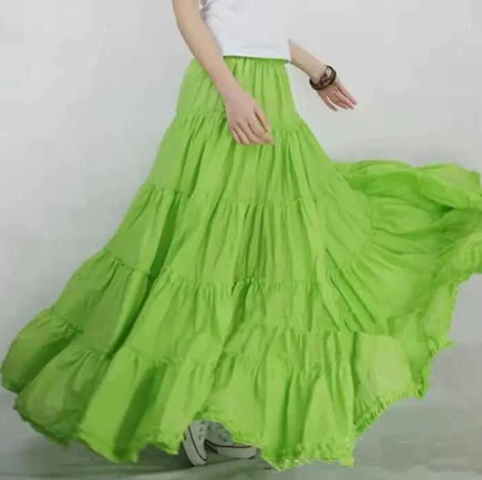Jupe longue en lin et coton pour femmes, vintage, taille élastique, style Boho, maxi, nouvelle collection été