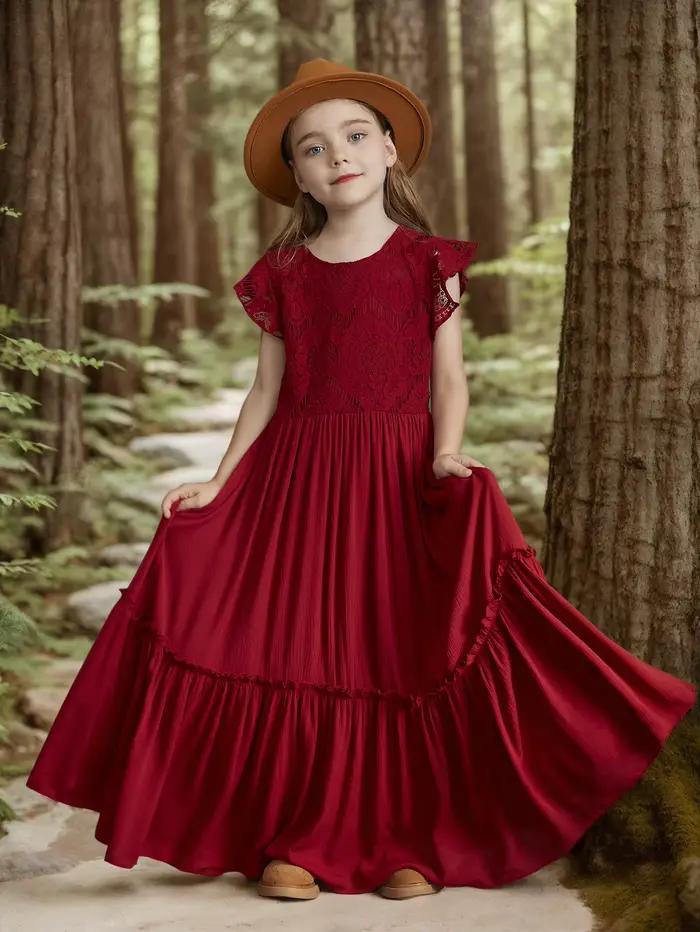 3-14 ans filles dentelle bohême longues robes bébé enfants fleur mariage princesse robe de soirée robes Costume enfants vêtements