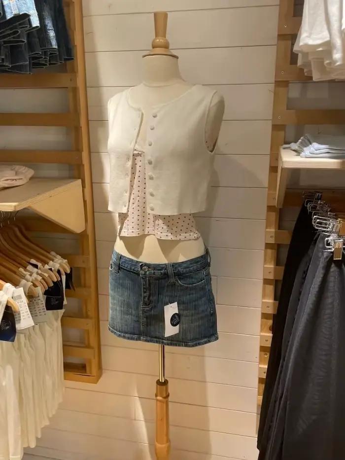 Américain Vintage Denim Mini Jupes Femmes Mode D'été Taille Haute Straigth Court Faldas Décontracté