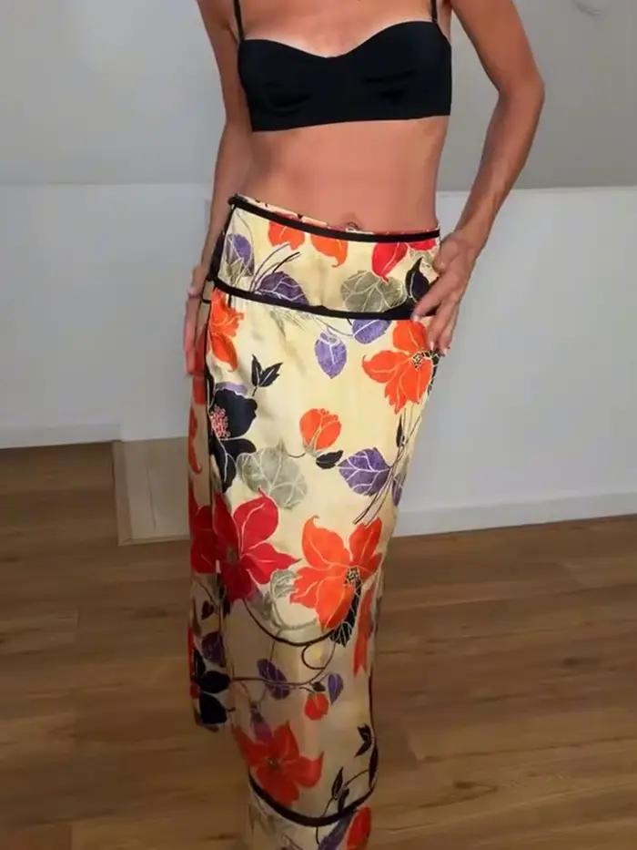 Jupe vintage à imprimé floral pour femme