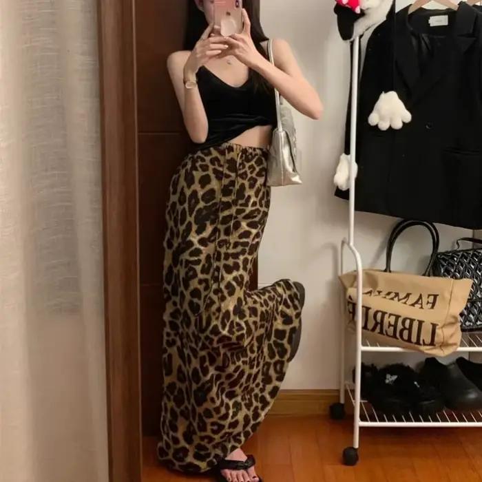 Jupe longue imprimée léopard tendance pour femme