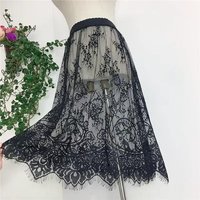 Mini jupe en maille de dentelle transparente pour femmes