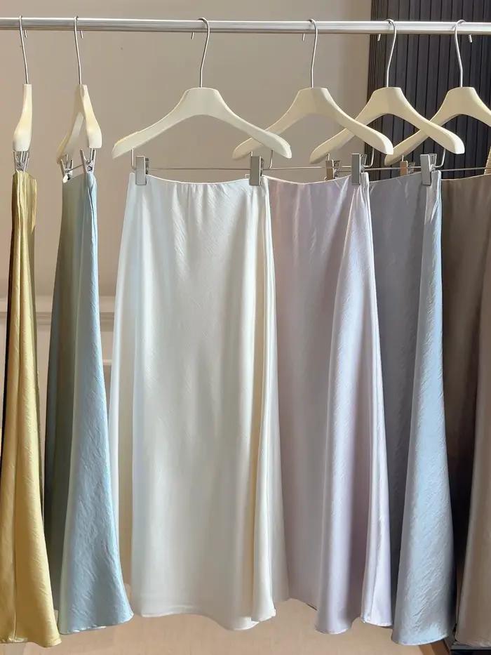 Jupe queue de poisson en satin pour femme, jupe moulante pour le printemps