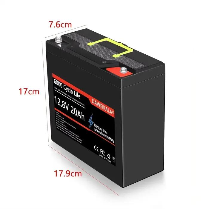 Batterie rechargeable au lithium 12V 20Ah, cycle LiFePO4, avec BMS 20A, adaptée aux véhicules électriques solaires