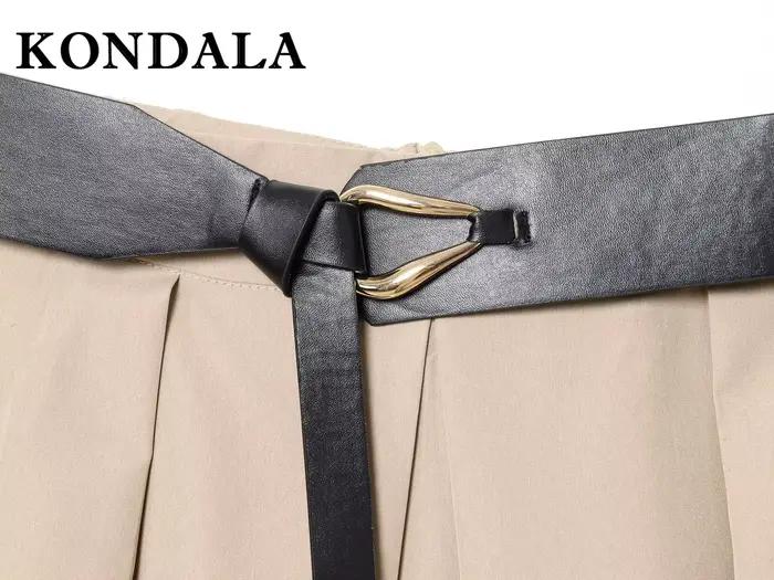 KONDALA Vintage kaki ceinture 2025 Streetwear Chic femme jupe longue ceintures fermeture éclair mode a-ligne