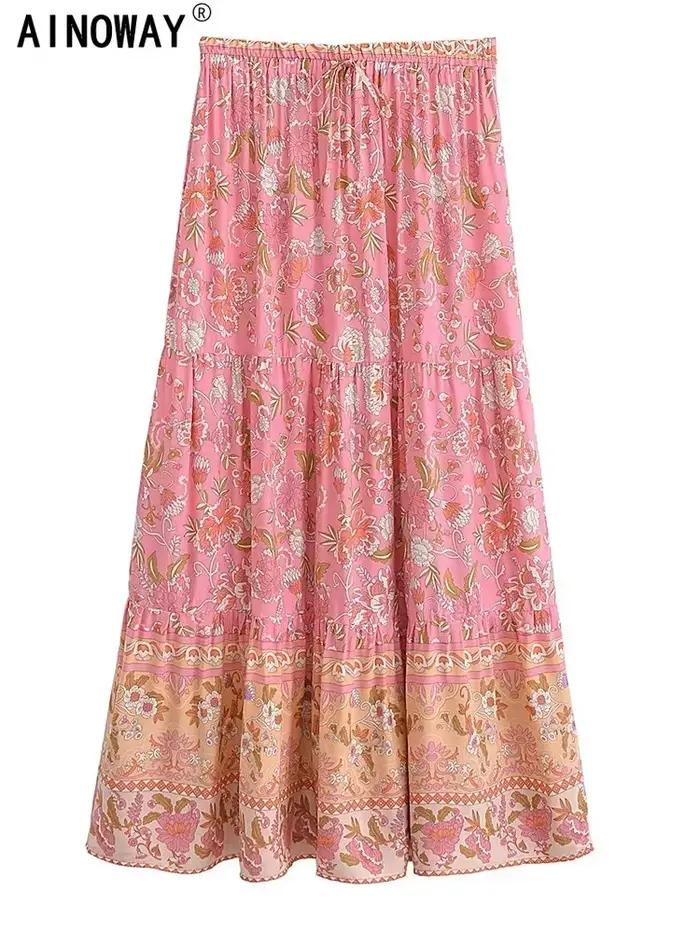 Jupe de plage bohème à imprimé floral pour femme