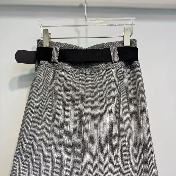 Nouveau 2025 hiver jupe longue de haute qualité laine mélange femmes ceinture Patchwork décontracté