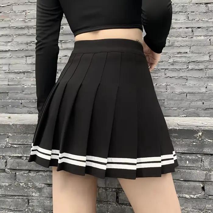 Vintage Style coréen Patchwork jupe Harajuku JK noir jupes plissées gothique Streetwear taille haute Mini