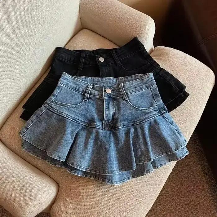 Sweetdenim – jupe taille haute pour femmes, ligne a, gâteau, Niche sensible, courte, volet de bœuf, tendance, printemps 2023