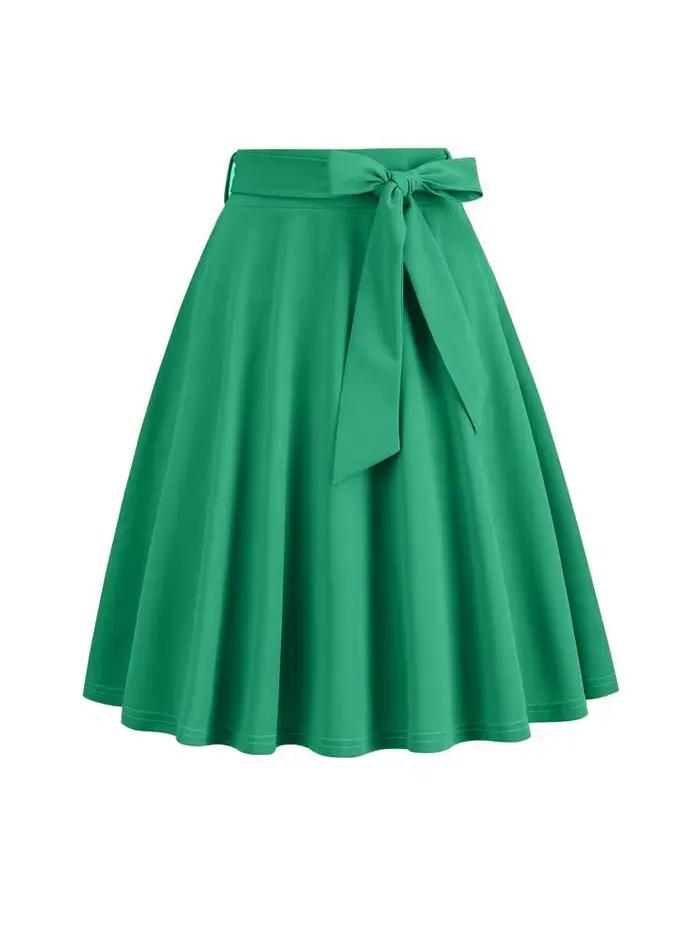 Femmes rétro Vintage Midi jupe longue solide élégant Faldas taille haute une ligne 50s balançoire jupes