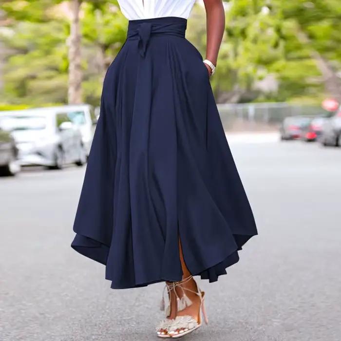ZANZEA mode jupes irrégulières vacances fermeture éclair taille haute une ligne