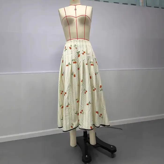 Jupe mi-longue taille haute printemps-été-automne 2026