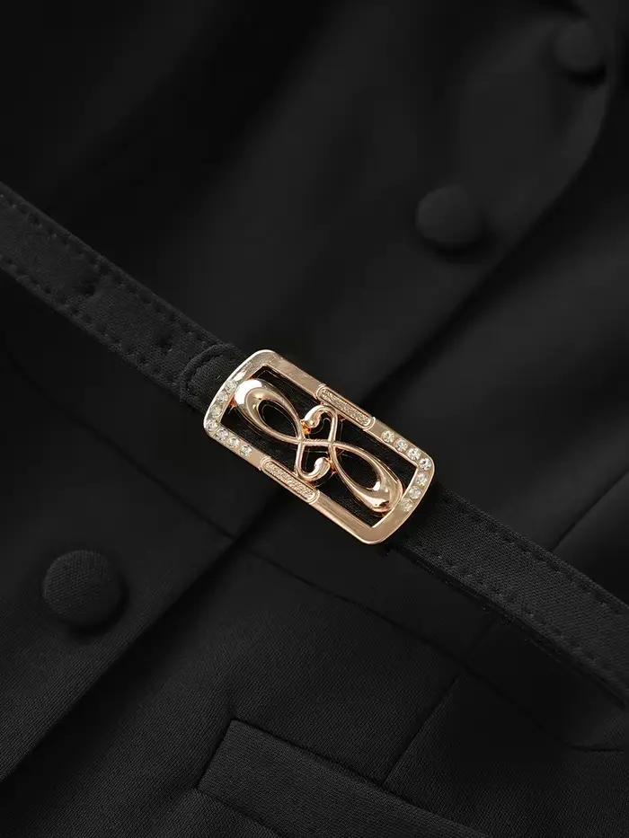 Robe longue à col rabattu pour femme avec ceinture à boutonnage simple
