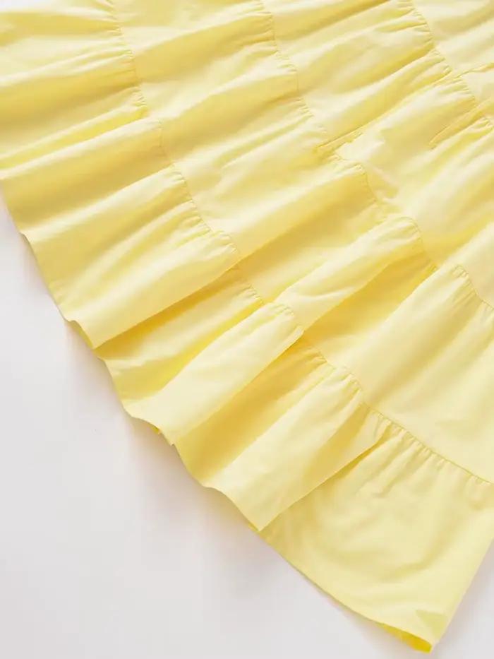 Jupe longue à panneaux jaune beurre pour femmes