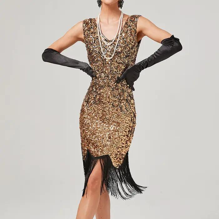 Robe de Soirée Vintage à Paillettes pour Femme