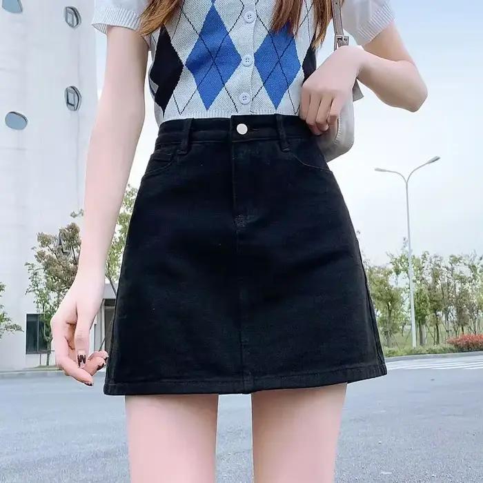 Mini jupe en jean taille haute avec poche pour femme