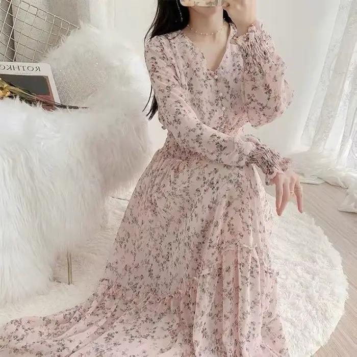 Jupe en mousseline de soie à motifs floraux féeriques pour femmes style streetwear automne ocassions spéciales
