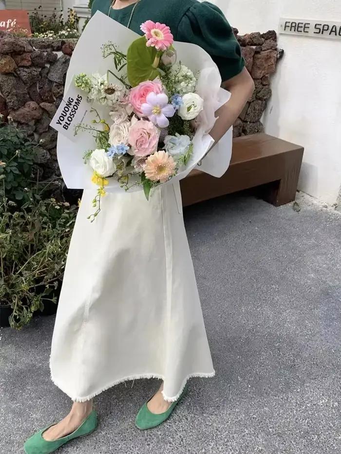 Femmes rétro taille haute a-ligne Mini jupe Denim printemps 2025 nouveau Sle minceur effiloché Version coréenne