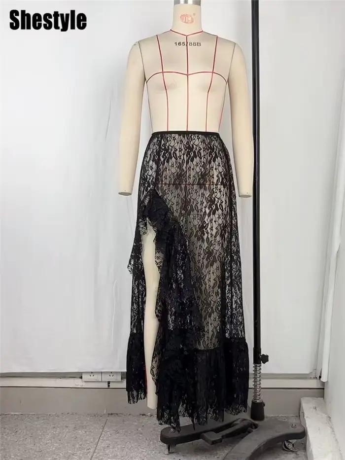 Shestyle – jupes longues transparentes en dentelle pour femmes