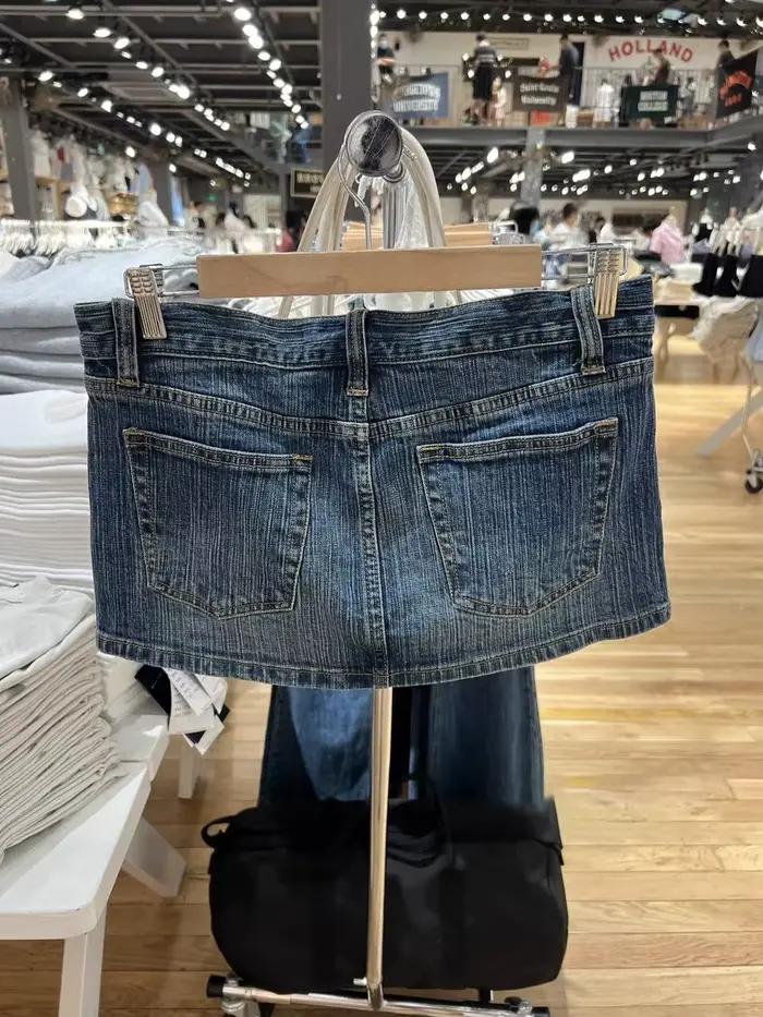 Américain Vintage Denim Mini Jupes Femmes Mode D'été Taille Haute Straigth Court Faldas Décontracté