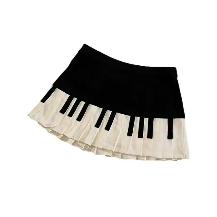 Vintage Y2k noir blanc Piano jupe femmes Design Hepburn été Harajuku Mini