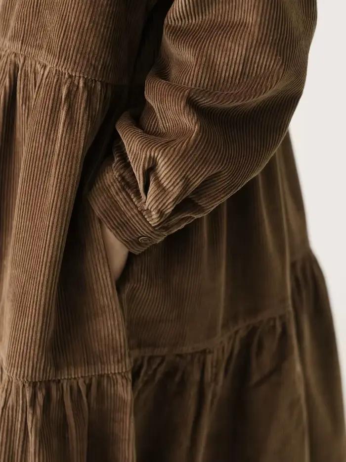 Automne hiver robe en velours côtelé femmes robes décontractées mode femme