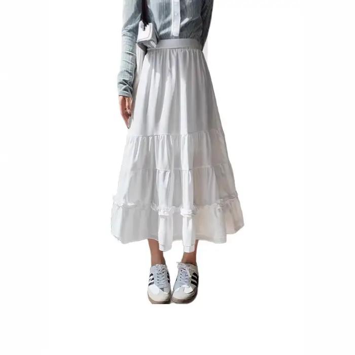 Jupe mini blanche taille haute coupe trapèze pour femme
