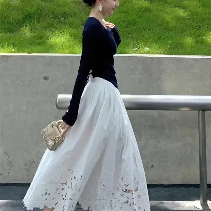 Jupe longue trapèze élégante en crochet pour femme