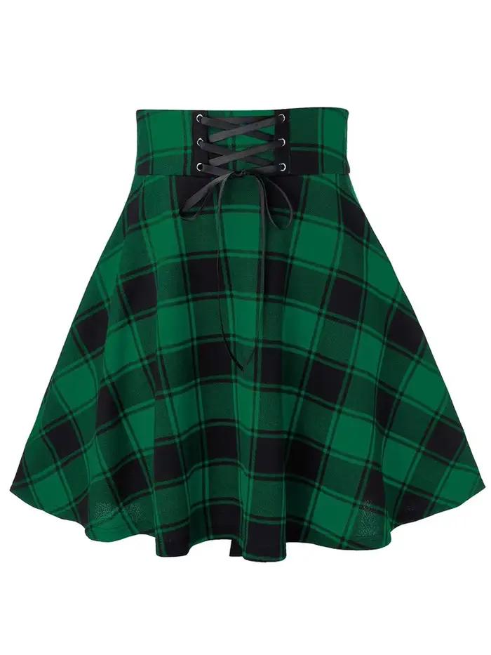Jupe gothique à carreaux noirs pour femmes, jupes plissées, style gothique, mini jupe, hip hop, punk, clubwear, printemps automne