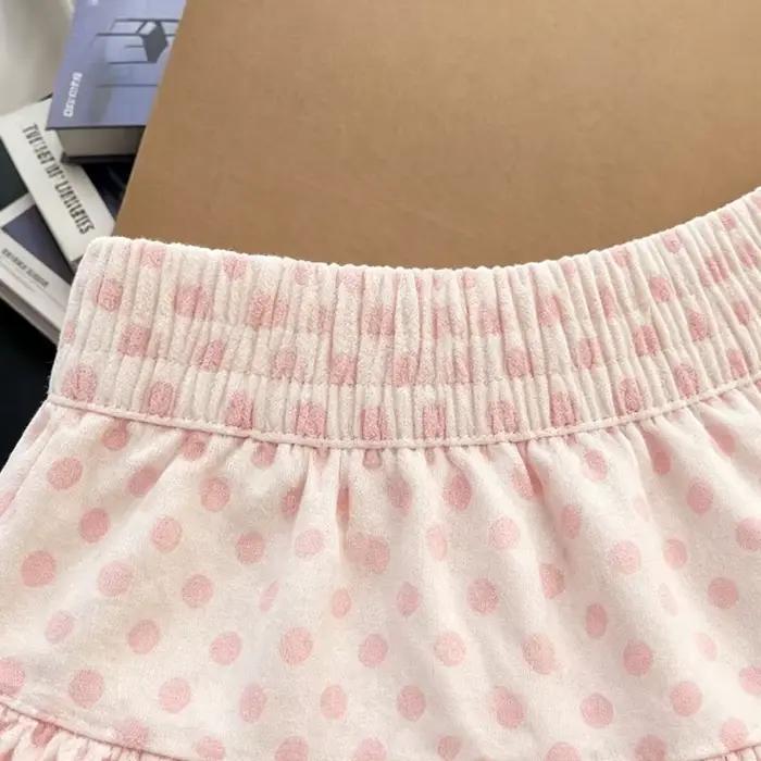 Jupe à pois rose style Harajuku douce et fraîche