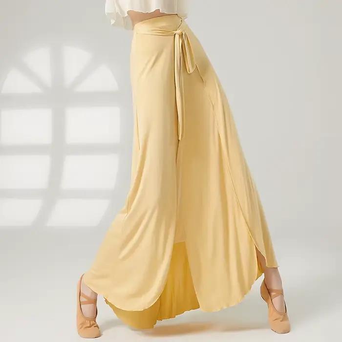 Jupe fluide pantalon femmes danse classique pratique culottes ceinture enveloppante danseuse formation Fusion fée Ballet Dancewear côté fendu nouveau
