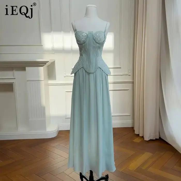 IEQJ – jupe simple plissée à taille élastique pour femmes