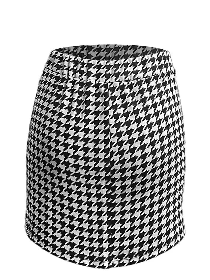 Demi-jupe élégante à taille élastique de style Qianniao, jupe courte taille haute moulante aux hanches