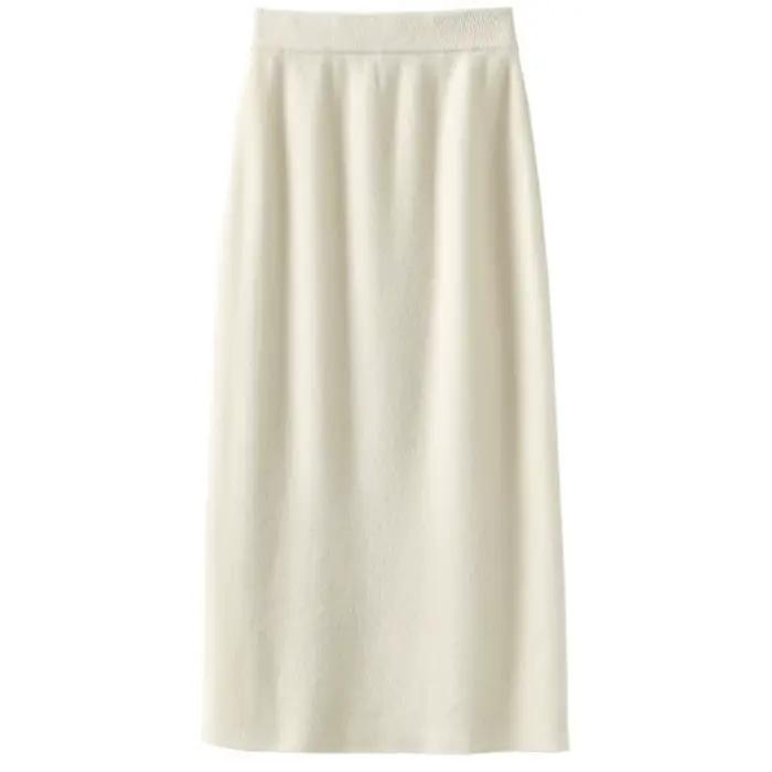 Jupe longue en laine tricotée pour femme, haut de gamme, taille haute, Joker, nouvelle collection automne et hiver