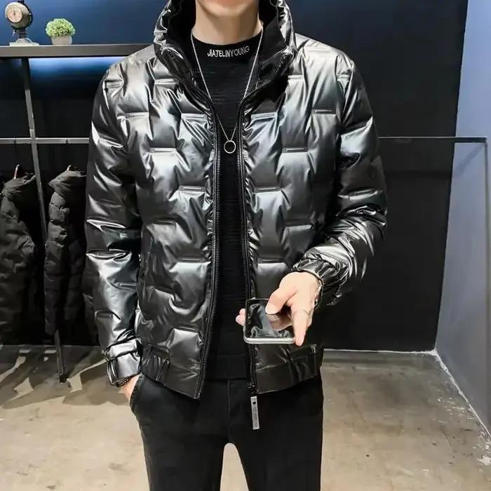 Doudoune brillante pour homme, manteaux rembourrés, Parkas courts à col rembourré, vêtements d'extérieur d'hiver 2021, mode 2025, Promotion extérieure chaude