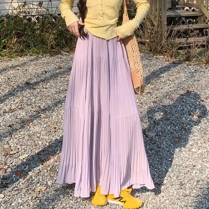 Jupe midi élégante violette à ourlet asymétrique pour femme
