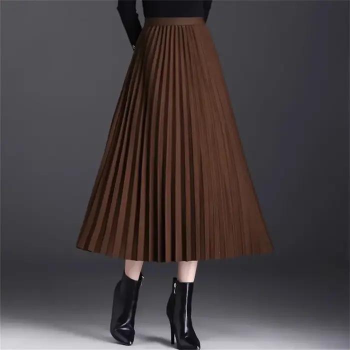 Femme Vintage taille haute décontractée jupes mi-longues 2024 automne hiver