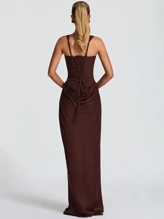 Robe Maxi froncée, dos nu, Sexy, élégante, col carré, bretelles coniques, sans manches, moulante, robe longue de soirée en boîte de nuit