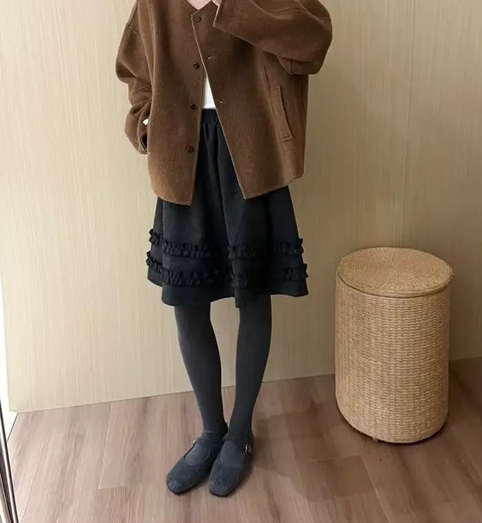 Nouvelle jupe mi-longue taille haute pour l'automne et l'hiver : un look amincissant à la cheville