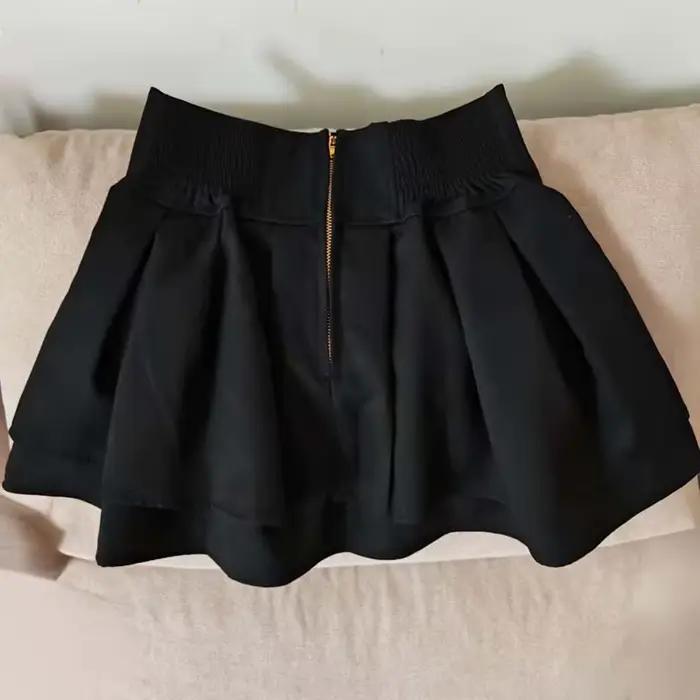 Jupe courte noire taille haute coupe trapèze avec fermeture éclair arrière et volants style Y2K mode été pour filles occasions spéciales anniversaires