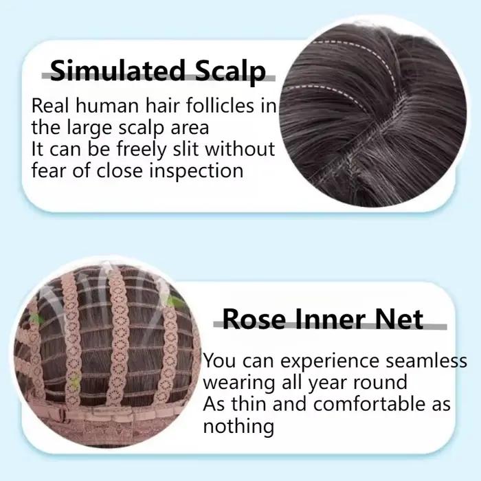 Perruque synthétique longue et lisse noire de 24 pouces avec frange pour femmes, couvre-tête complet, perruque de fête Cosplay naturelle Lolita pour cheveux longs