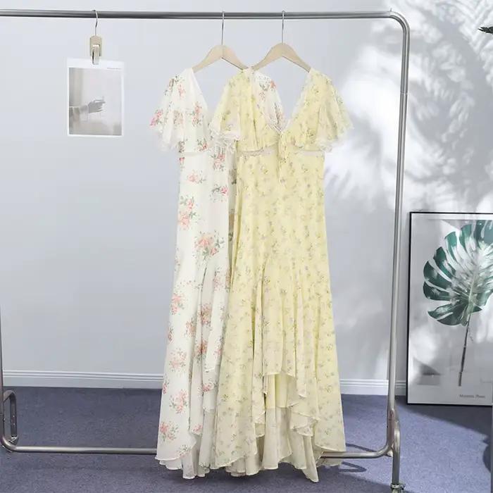 Robe longue imprimée pour femme, à manches mi-longues et col rond, avec ourlet à franges, tenue de mode quotidienne, idéale pour les rendez-vous et les soirées 2026
