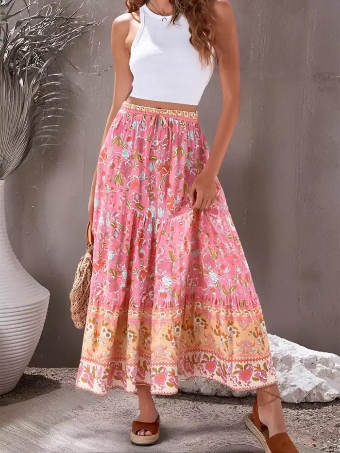 Jupe de plage bohème à imprimé floral pour femme