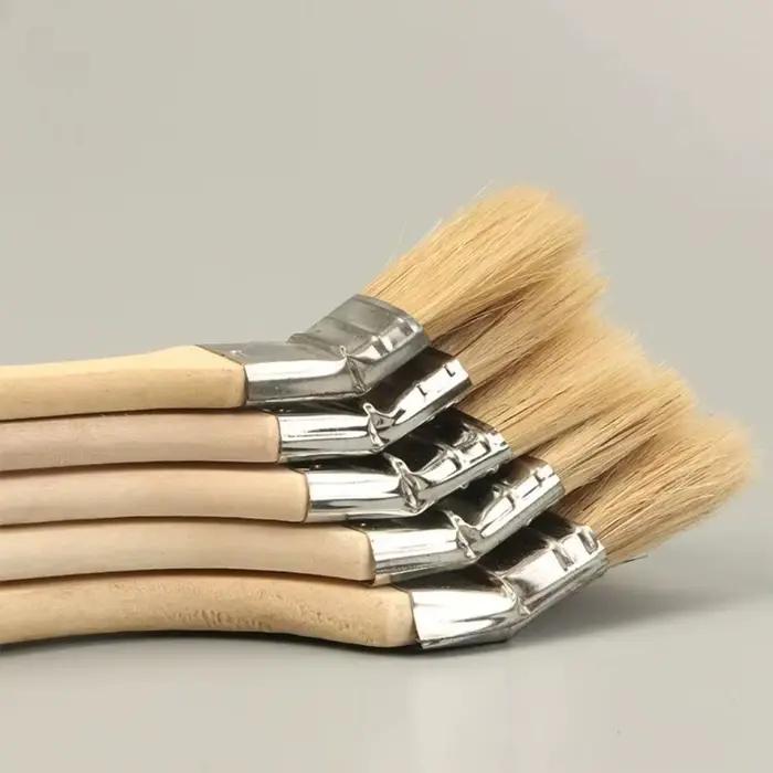Nouvelle brosse à peinture marine à long manche, poils de porc mélangés, manche en bois massif, brosse à peinture murale, brosse à barbecue en forme de coude, artisanat artistique