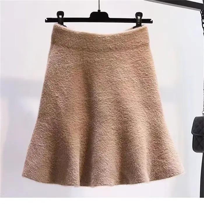 Mini jupe taille haute vintage polyester acrylique pour femme junior décontractée automne hiver élégante à offrir occassions spéciales